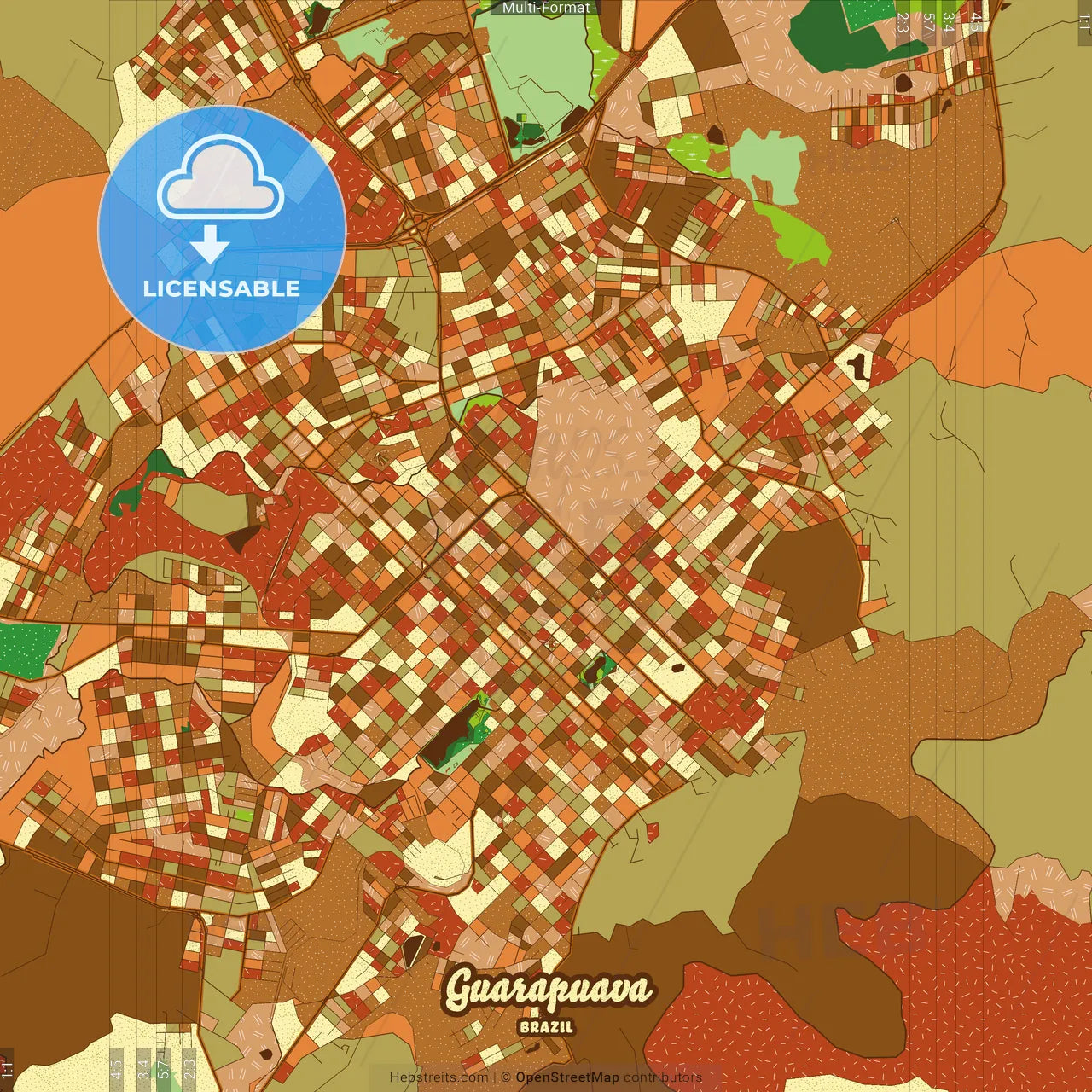 Guarapuava Brazil Farmhouse Poster Art Map Template