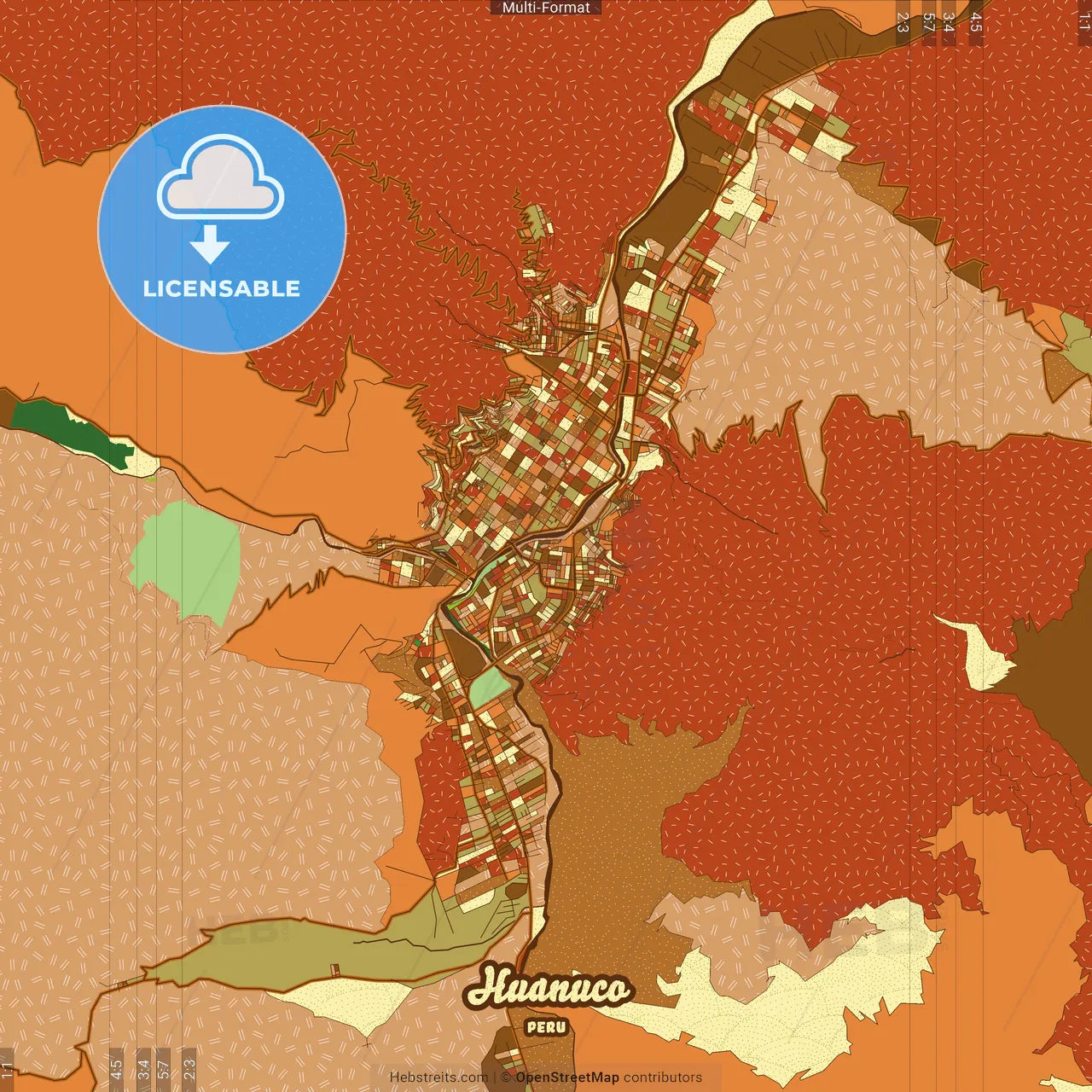 Huanuco Peru Farmhouse Poster Art Map Template