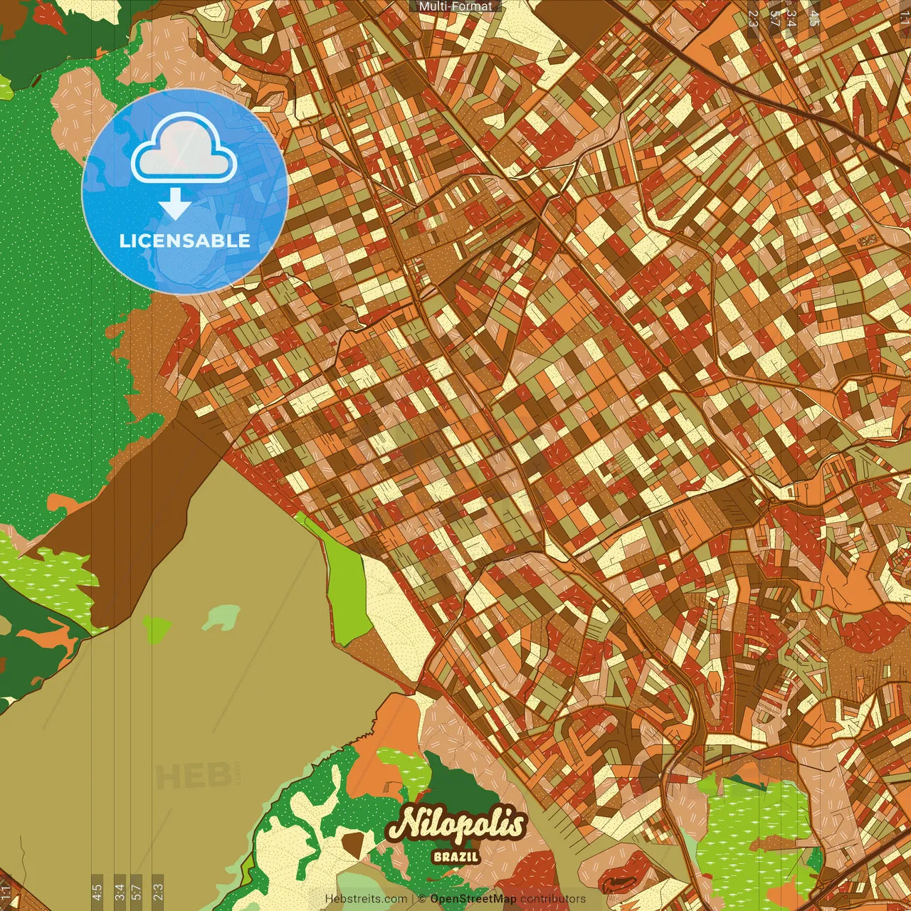 Nilopolis Brazil Farmhouse Poster Art Map Template