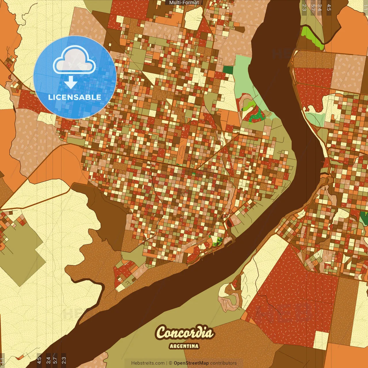 Concordia Argentina Farmhouse Poster Art Map Template