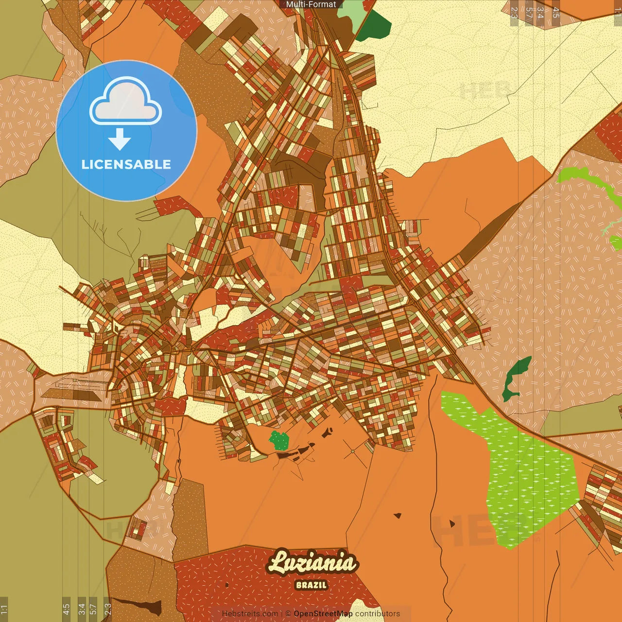 Luziania Brazil Farmhouse Poster Art Map Template