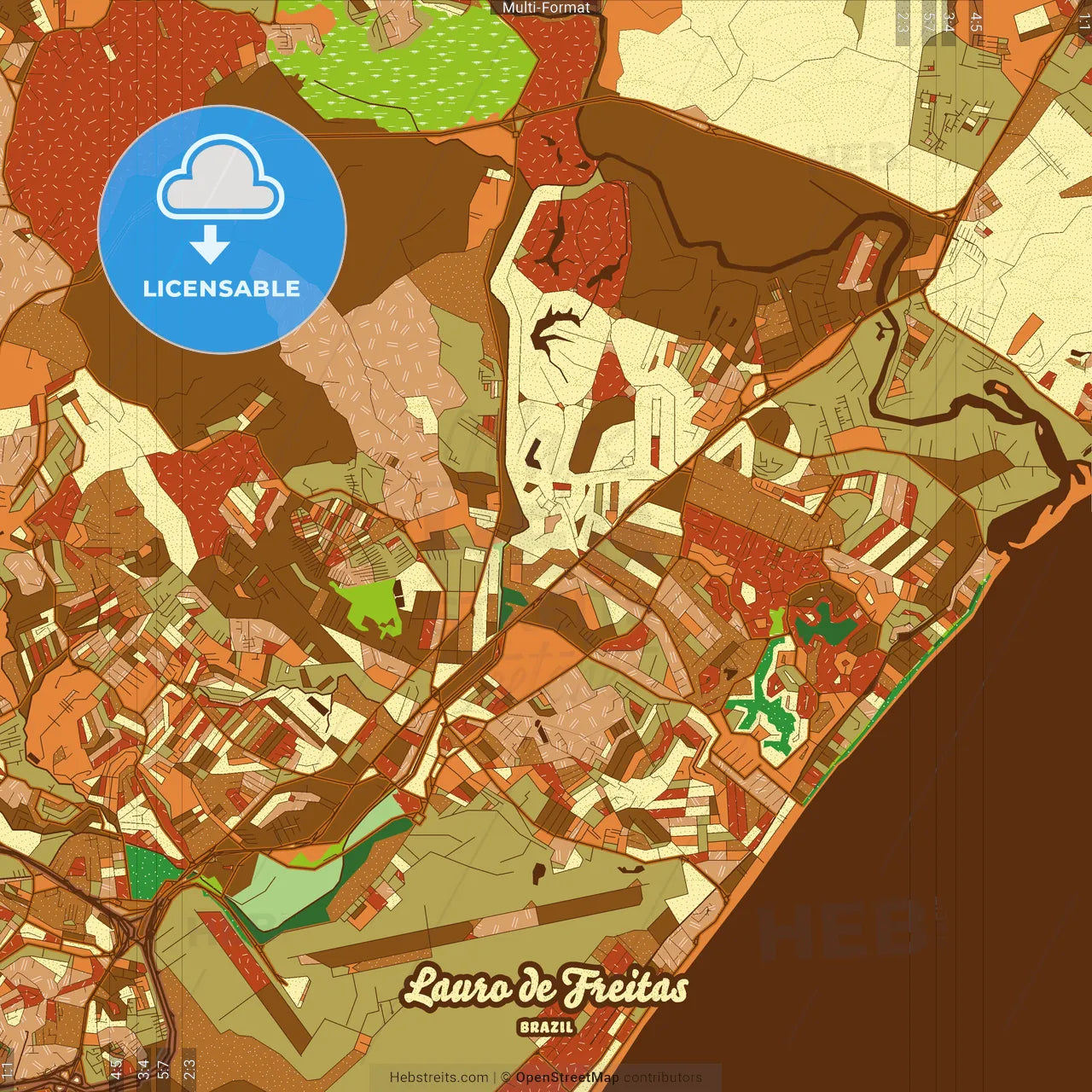 Lauro de Freitas Brazil Farmhouse Poster Art Map Template