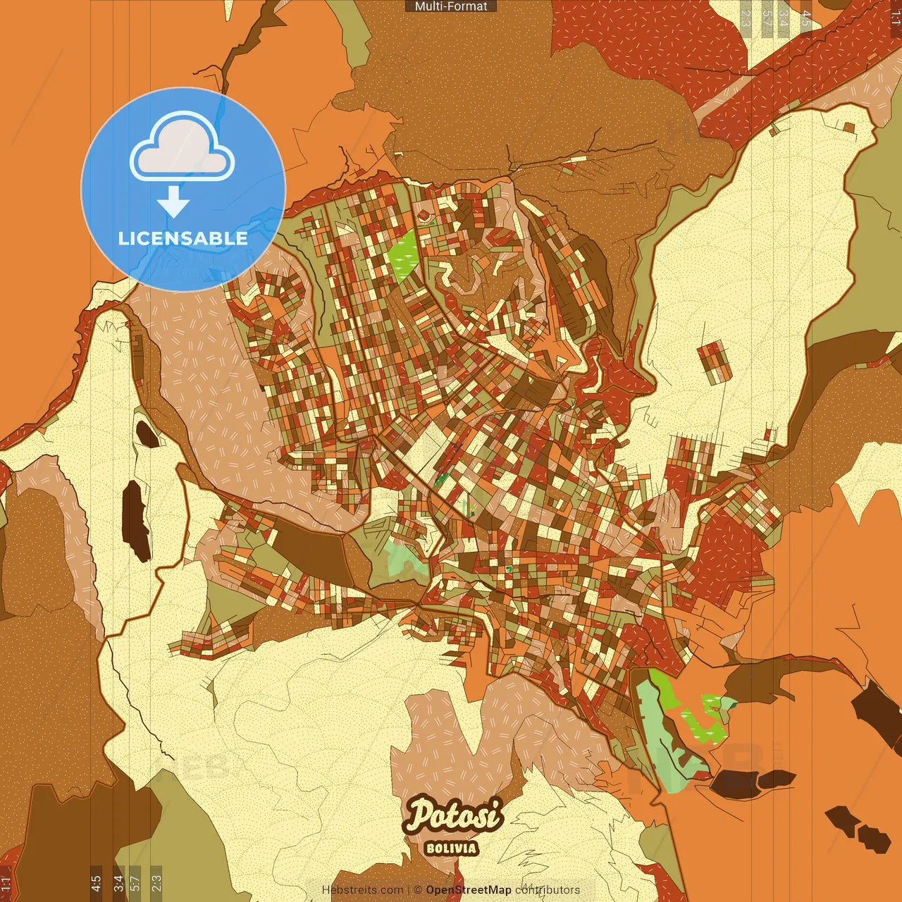 Potosi Bolivia Farmhouse Poster Art Map Template