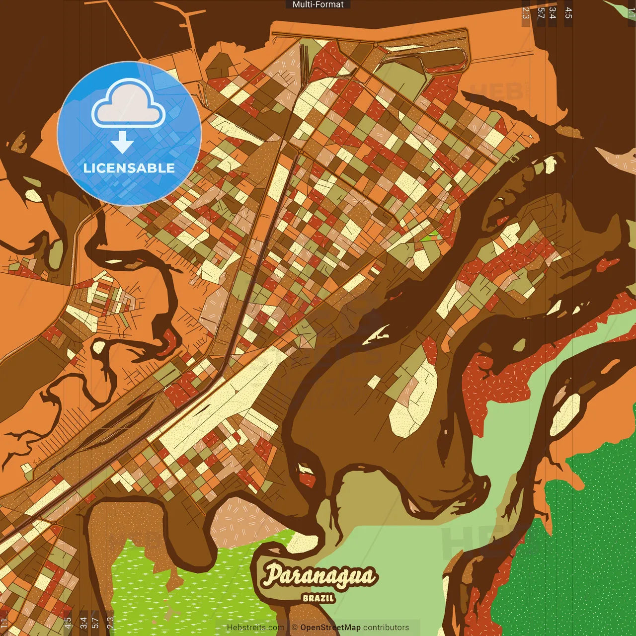 Paranagua Brazil Farmhouse Poster Art Map Template