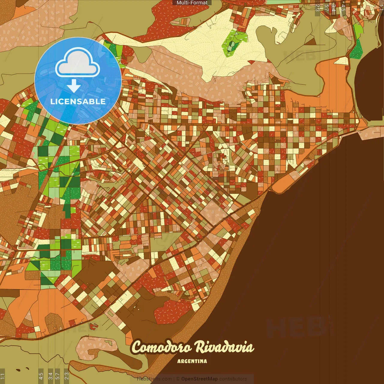 Comodoro Rivadavia Argentina Farmhouse Poster Art Map Template