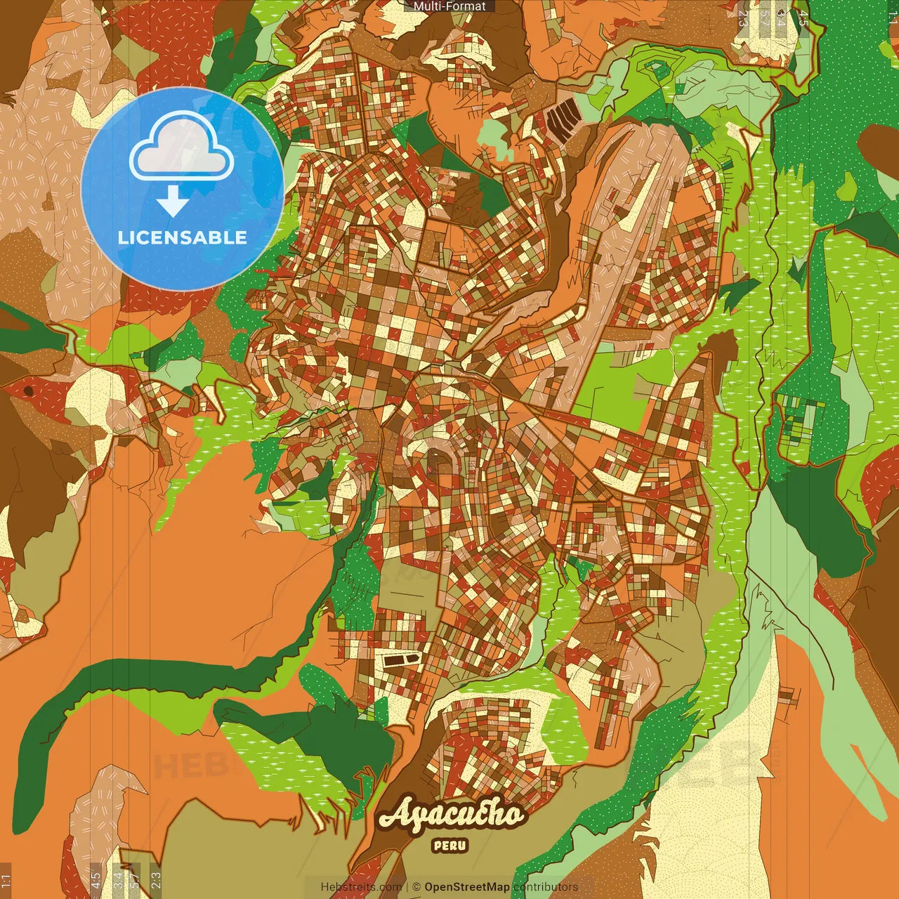 Ayacucho Peru Farmhouse Poster Art Map Template