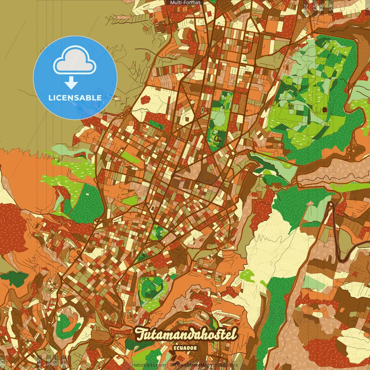 Tutamandahostel Ecuador Farmhouse Poster Art Map Template