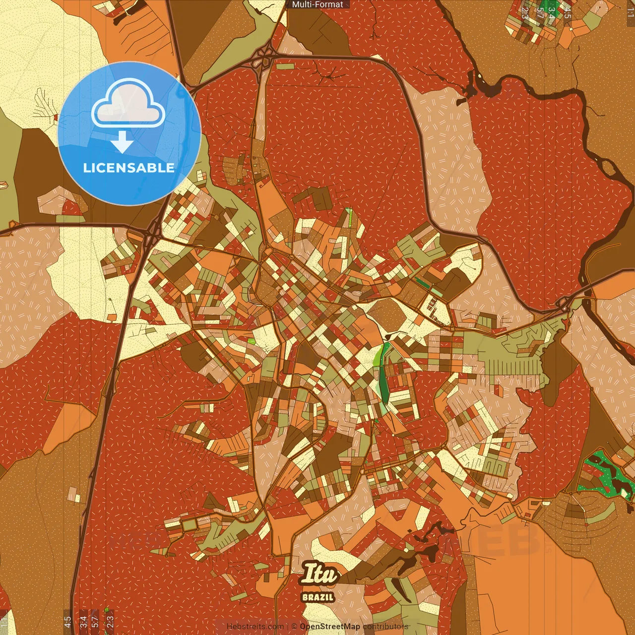 Itu Brazil Farmhouse Poster Art Map Template