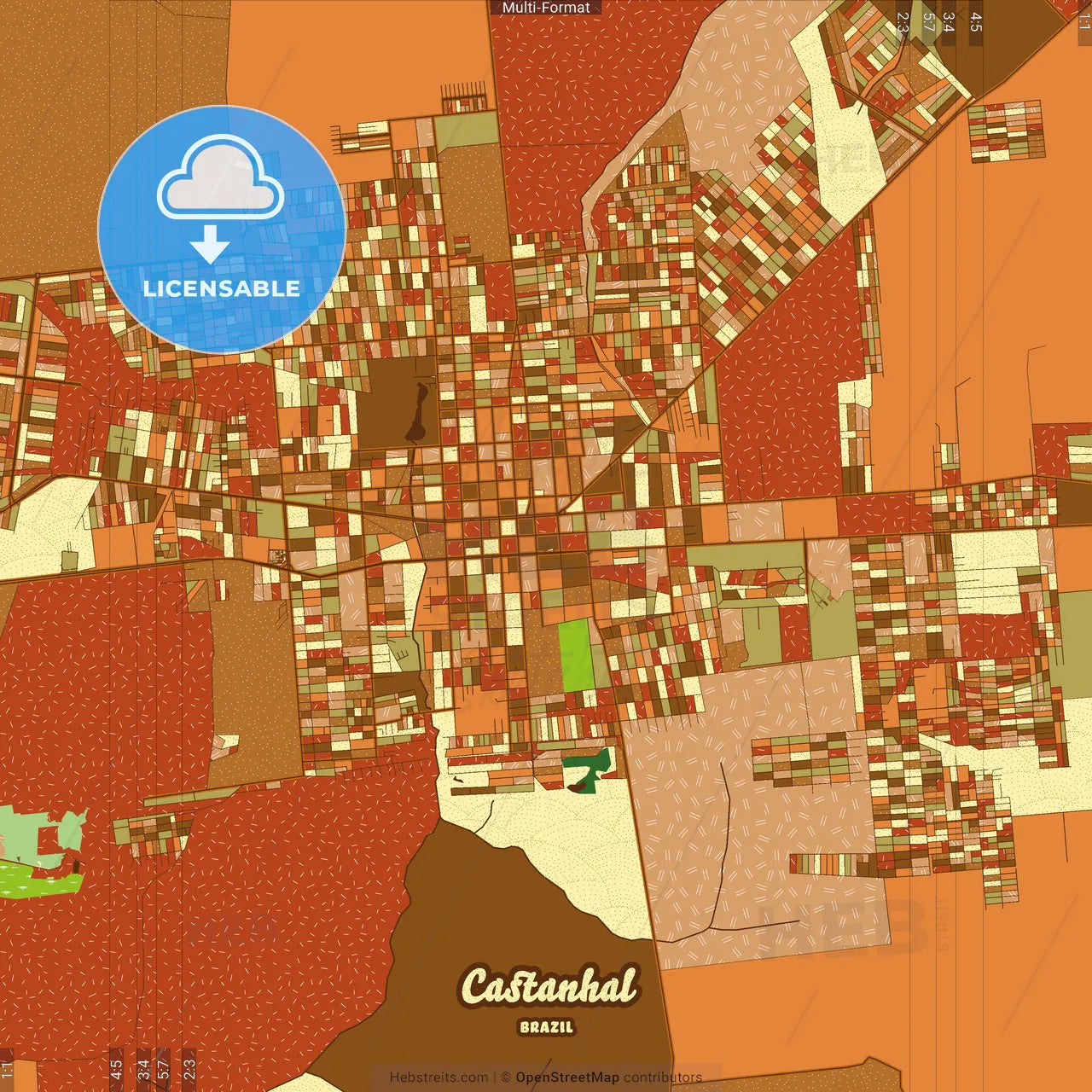Castanhal Brazil Farmhouse Poster Art Map Template