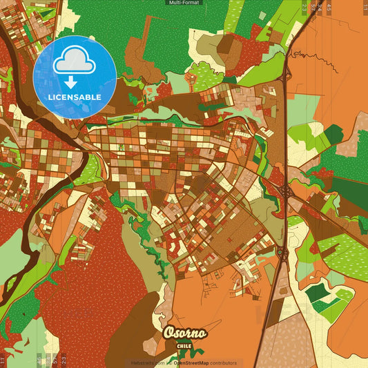 Osorno Chile Farmhouse Poster Art Map Template