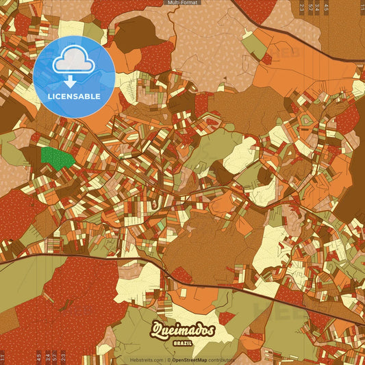 Queimados Brazil Farmhouse Poster Art Map Template