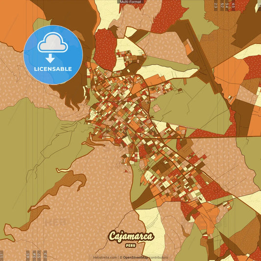 Cajamarca Peru Farmhouse Poster Art Map Template