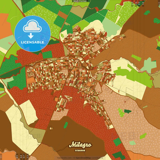 Milagro Ecuador Farmhouse Poster Art Map Template