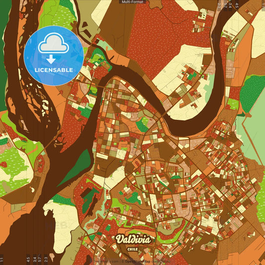 Valdivia Chile Farmhouse Poster Art Map Template