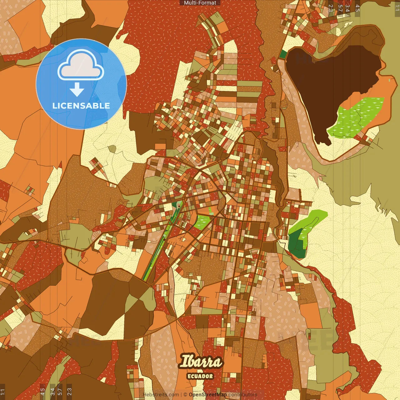 Ibarra Ecuador Farmhouse Poster Art Map Template