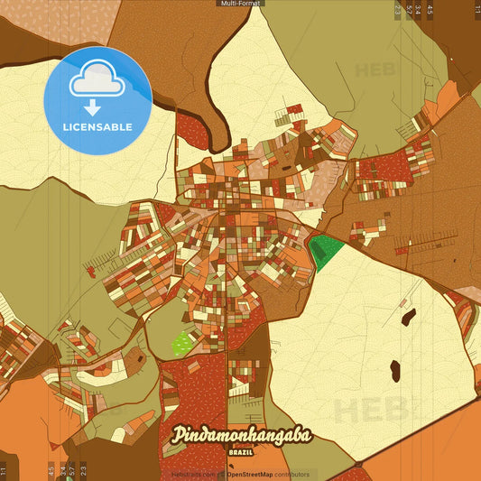 Pindamonhangaba Brazil Farmhouse Poster Art Map Template