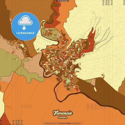 Florencia Colombia Farmhouse Poster Art Map Template