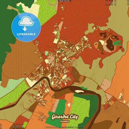 Girardot City Colombia Farmhouse Poster Art Map Template