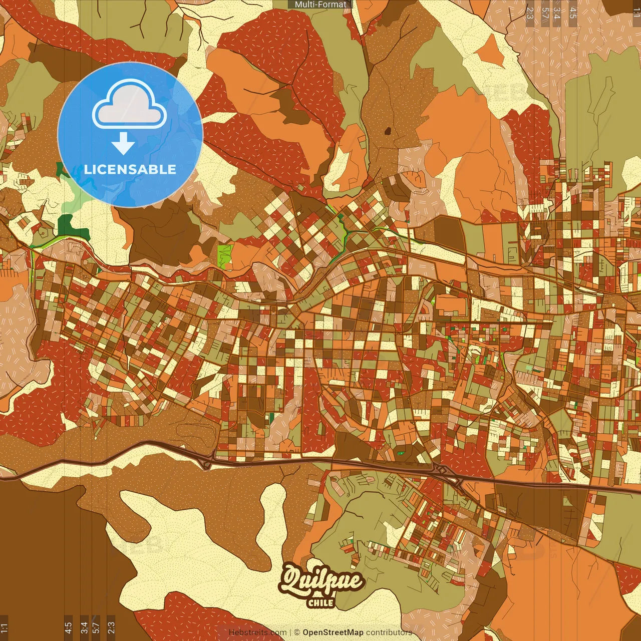 Quilpue Chile Farmhouse Poster Art Map Template