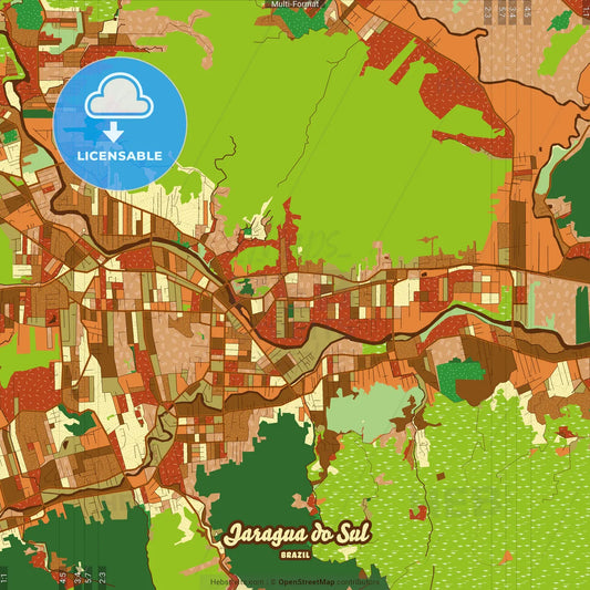 Jaragua do Sul Brazil Farmhouse Poster Art Map Template