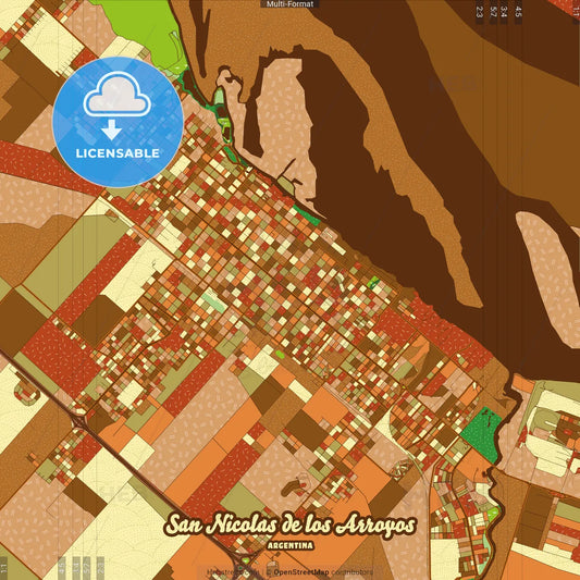 San Nicolas de los Arroyos Argentina Farmhouse Poster Art Map Template