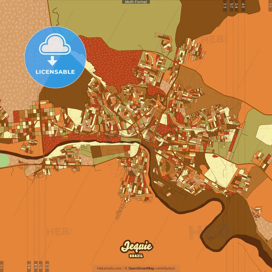 Jequie Brazil Farmhouse Poster Art Map Template