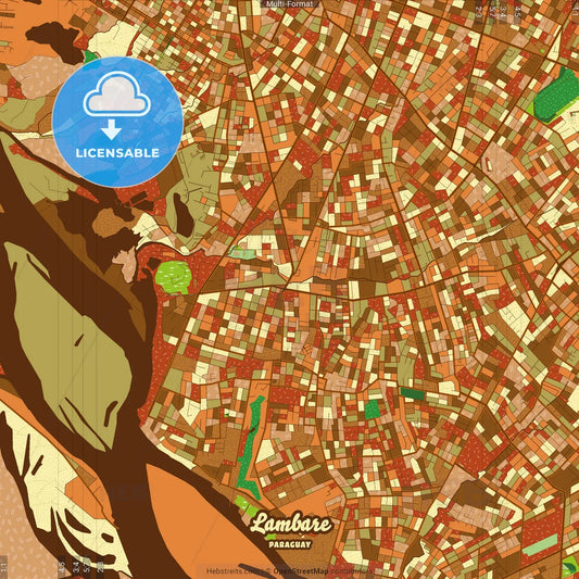 Lambare Paraguay Farmhouse Poster Art Map Template