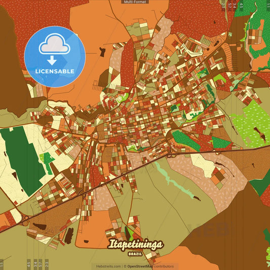 Itapetininga Brazil Farmhouse Poster Art Map Template