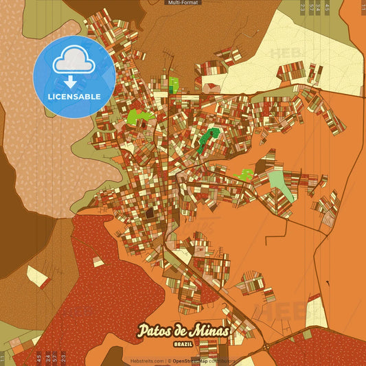 Patos de Minas Brazil Farmhouse Poster Art Map Template