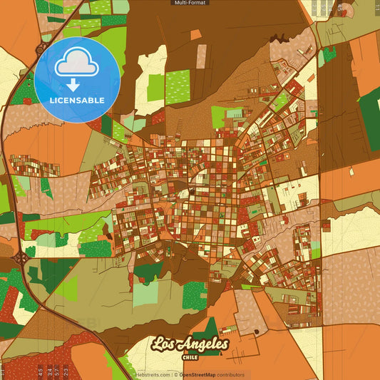 Los Angeles Chile Farmhouse Poster Art Map Template