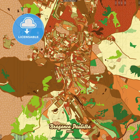 Braganca Paulista Brazil Farmhouse Poster Art Map Template