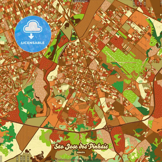 Sao Jose dos Pinhais Brazil Farmhouse Poster Art Map Template