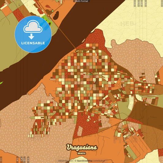 Uruguaiana Brazil Farmhouse Poster Art Map Template