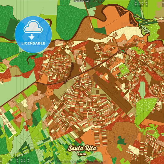 Santa Rita Brazil Farmhouse Poster Art Map Template