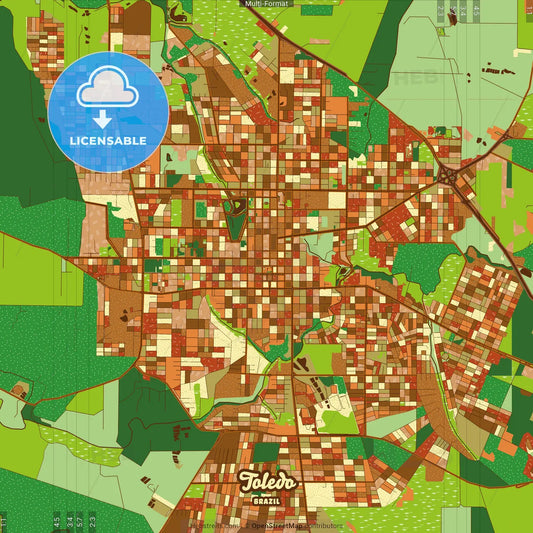 Toledo Brazil Farmhouse Poster Art Map Template