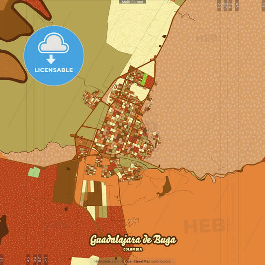 Guadalajara de Buga Colombia Farmhouse Poster Art Map Template