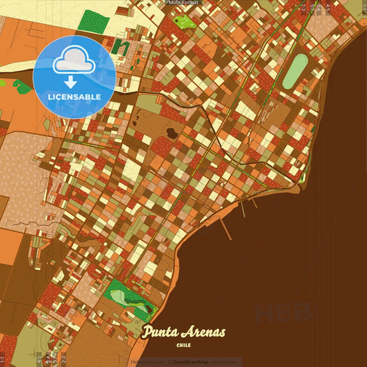 Punta Arenas Chile Farmhouse Poster Art Map Template