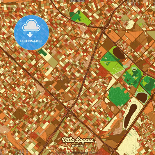 Villa Lugano Argentina Farmhouse Poster Art Map Template