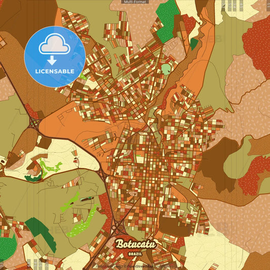 Botucatu Brazil Farmhouse Poster Art Map Template