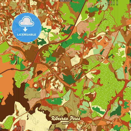 Ribeirao Pires Brazil Farmhouse Poster Art Map Template