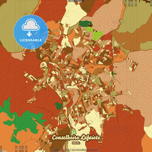 Conselheiro Lafaiete Brazil Farmhouse Poster Art Map Template