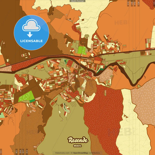 Resende Brazil Farmhouse Poster Art Map Template