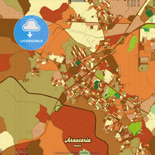 Araucaria Brazil Farmhouse Poster Art Map Template