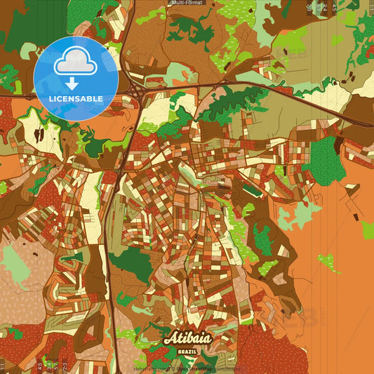 Atibaia Brazil Farmhouse Poster Art Map Template