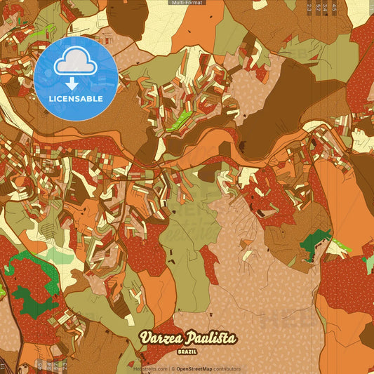 Varzea Paulista Brazil Farmhouse Poster Art Map Template