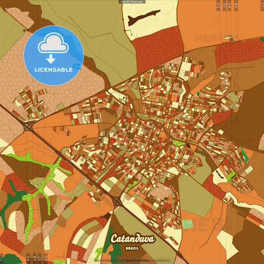 Catanduva Brazil Farmhouse Poster Art Map Template