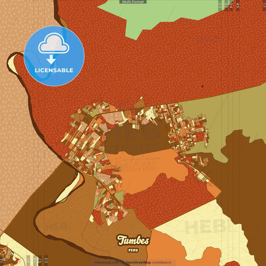 Tumbes Peru Farmhouse Poster Art Map Template