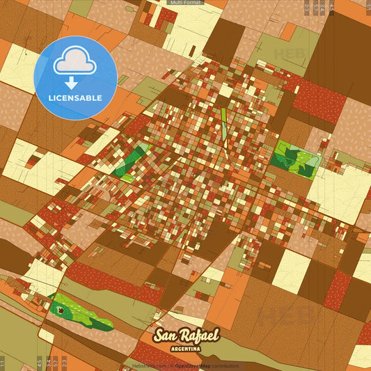 San Rafael Argentina Farmhouse Poster Art Map Template