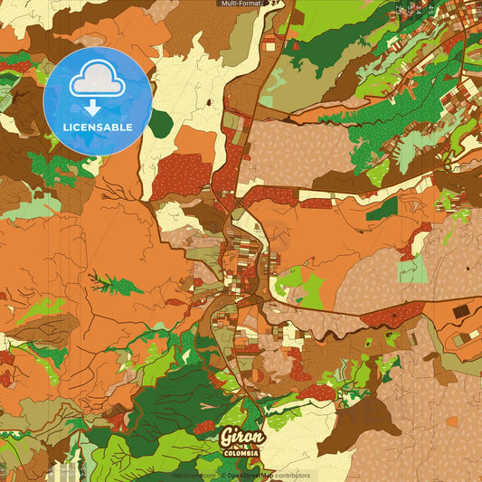 Giron Colombia Farmhouse Poster Art Map Template