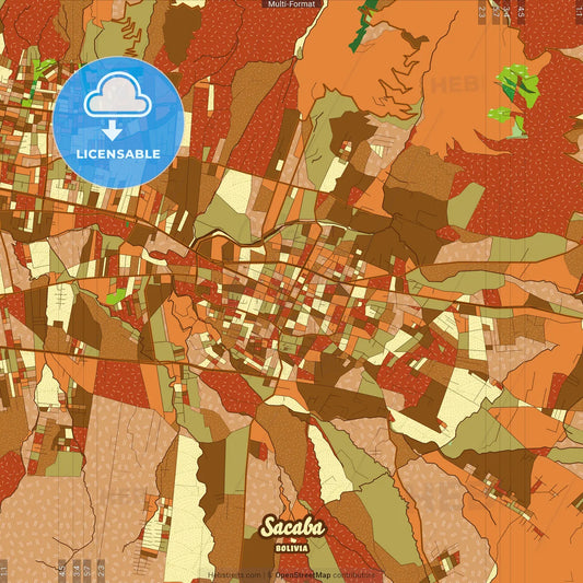 Sacaba Bolivia Farmhouse Poster Art Map Template